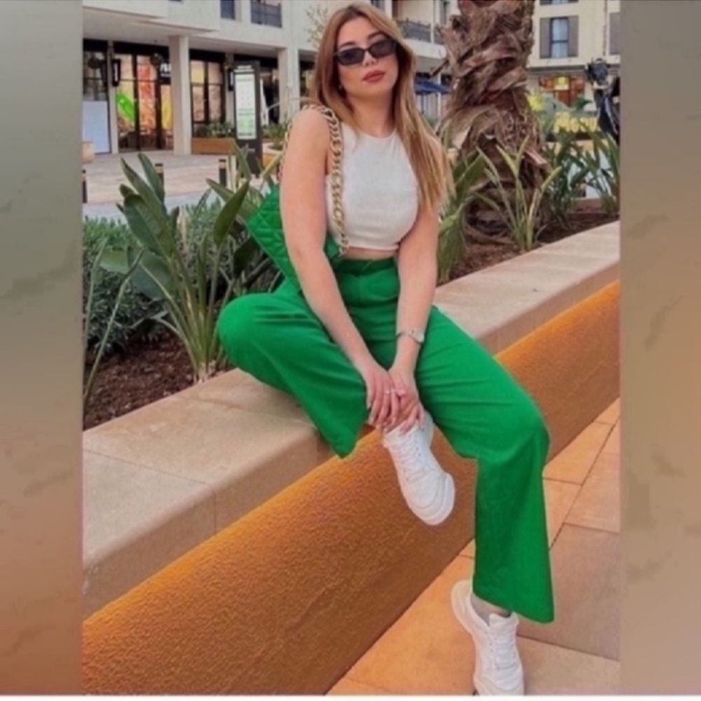 Solid High Rise Straight Leg Pants - image 7